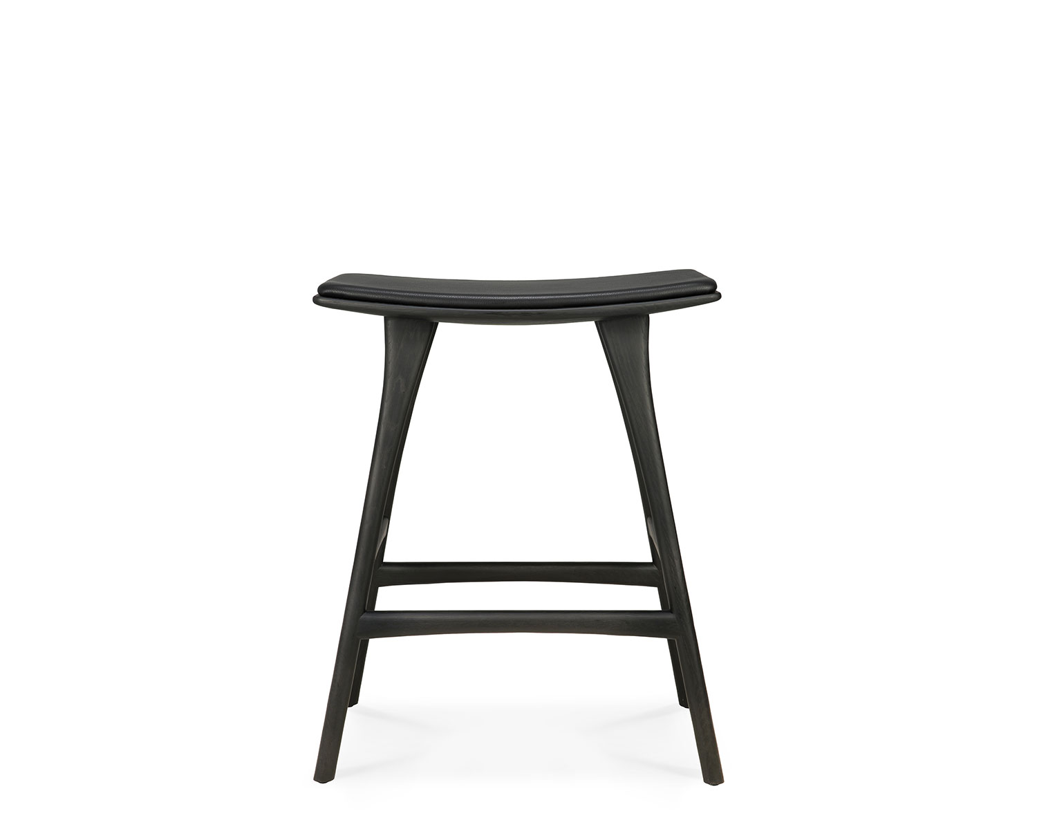 Osso Barpall Låg | Lackad Ek | Läder Svart