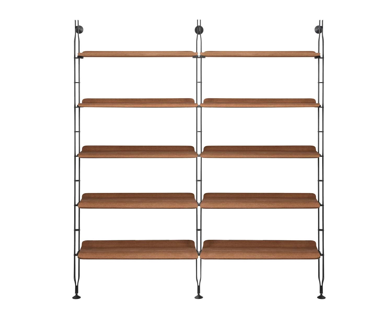 Adam Wood hylla med tio hyllplan och tre gavlar i Dark Wood / Black