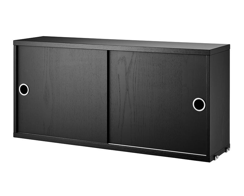 String Skåp med skjutdörrar 78x20 Svartbetsad ask