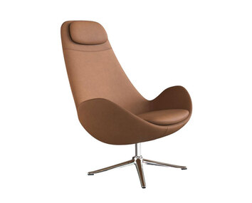 Ghost High Fåtölj i lädret Nature Cognac med ben i polerad aluminium