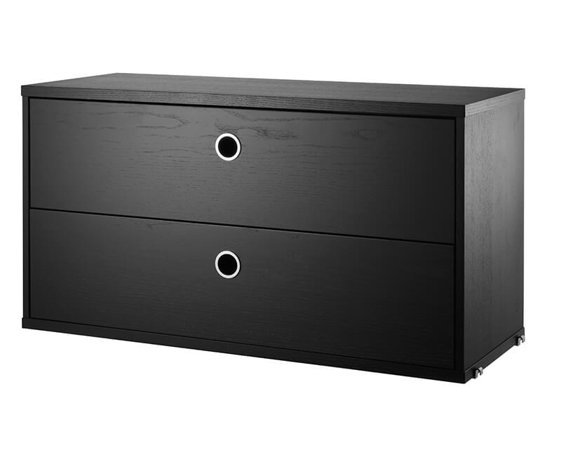 String Lådor 78x30 Svartbetsad ask