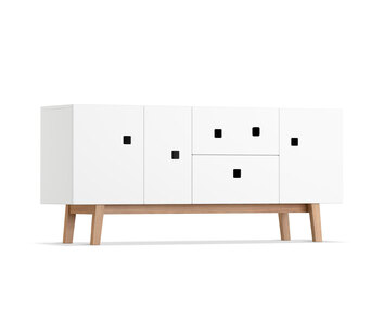 Peep M2 Mediamöbel i färgen Vit med ben i ek