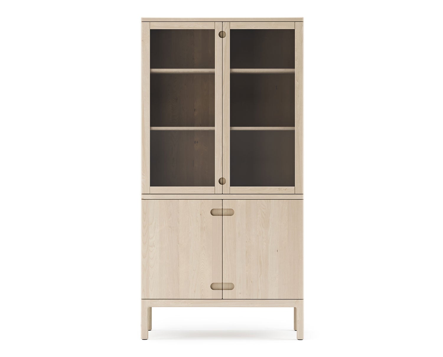 Prio Vitrinskåp i massiv björk i ljus mattlack