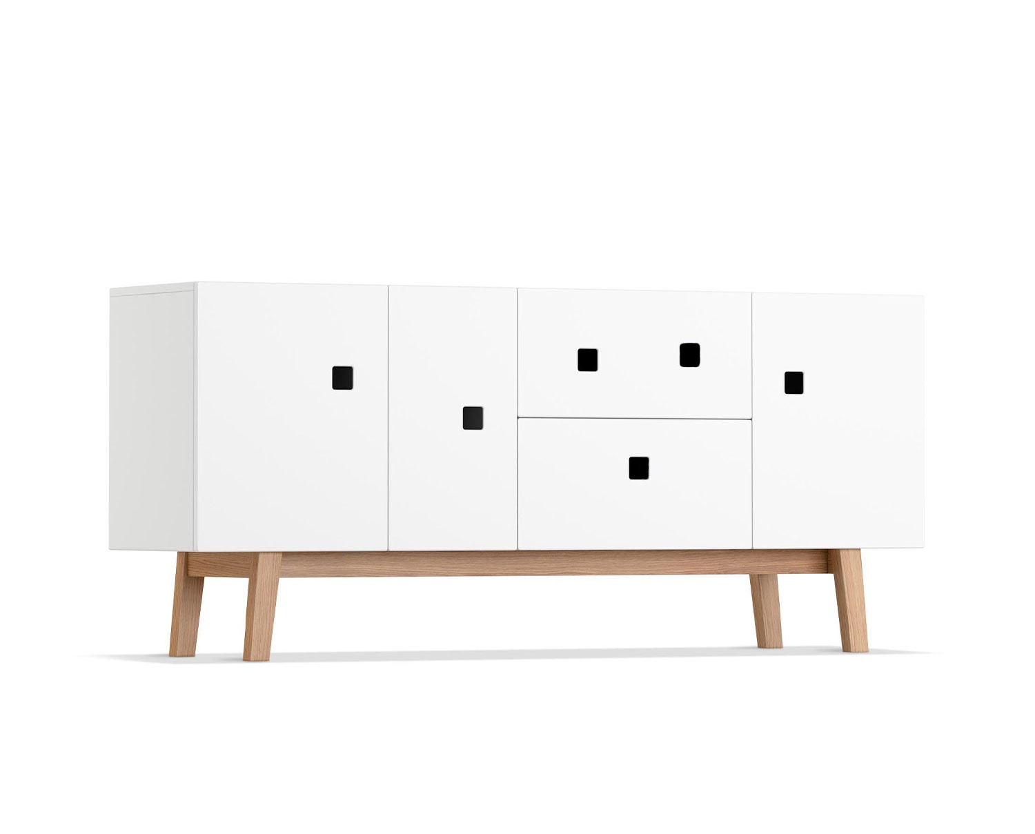 Peep M2 Mediamöbel i färgen Vit med ben i ek