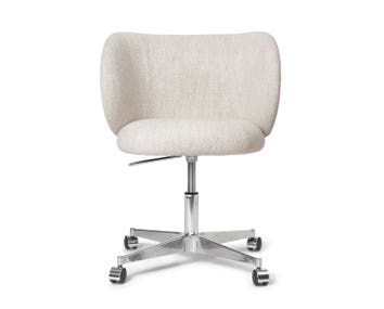 Rico Matstol med hjul i tyget Bouclé Off-White
