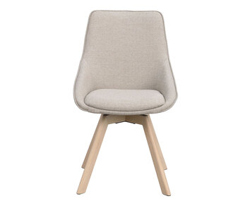 Alison stol i beige tyg, vitpigmenterade ekben