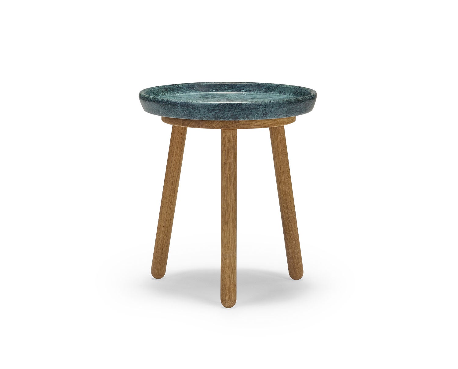 Soffbordet Tureen. Diameter 38 centimeter, höjd 43 centimeter. Skiva i Verde Alpi. 