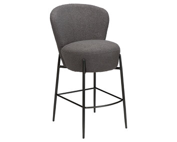 Orbit barstol från sidan i färgen Stone, Bouclé Pewter