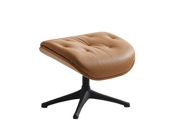 Volden Fotpall i lädret Savoy Cognac Brown med ben i svart aluminium