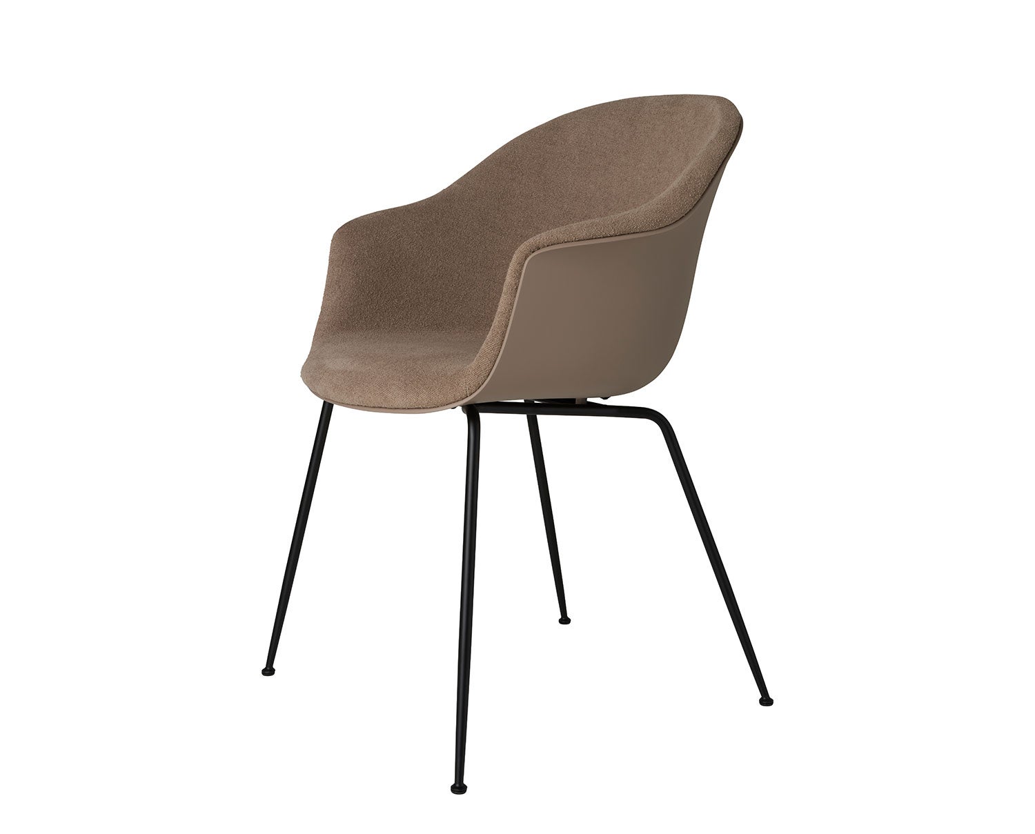  Bat Stol Frontklädd, Light Boucle, Conic Metallben