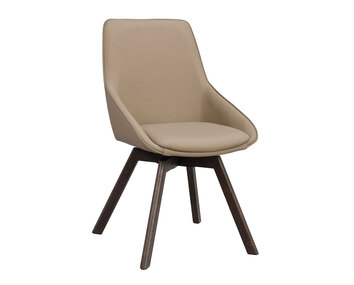 Alison stol i beige läder, bruna ekben