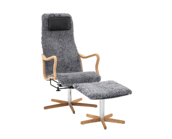 Chic Fåtölj med fotpall i fårskinn