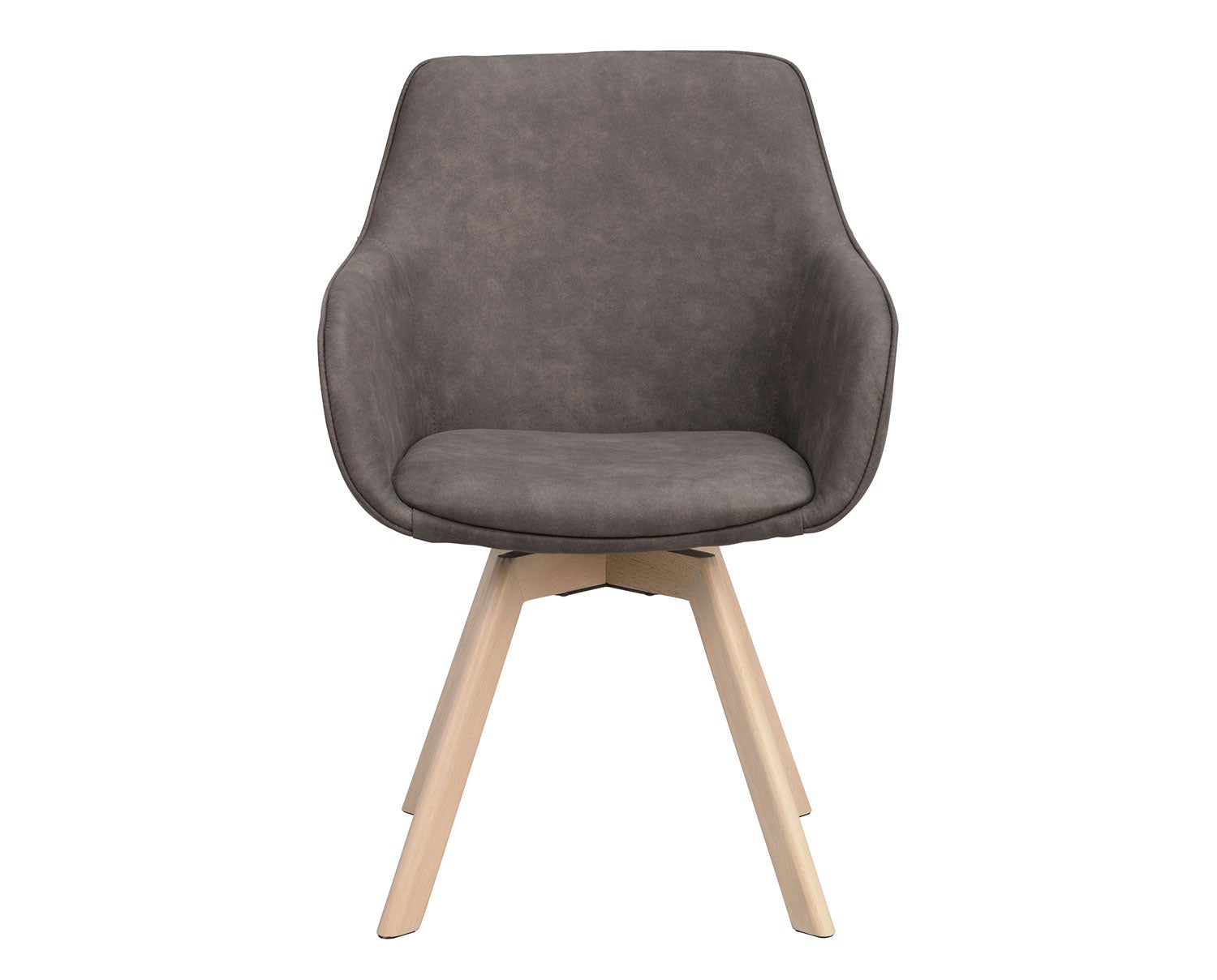 Alison karmstol i mörkgrå microfibertyg, vitpigmenterade ekben