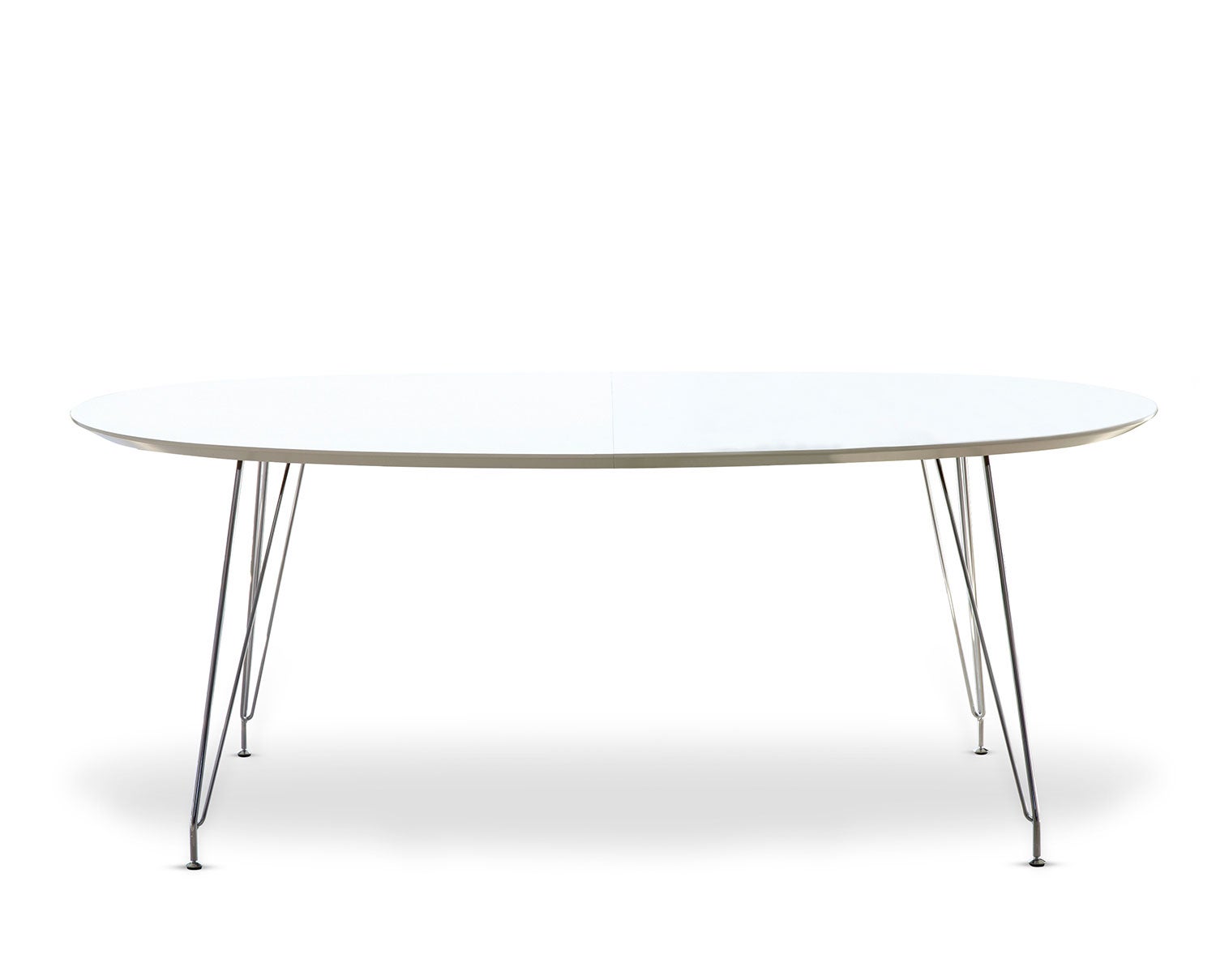 DK10 bord med bordsskiva i vit laminat och kromben från Andersen Furniture