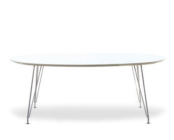 DK10 bord med bordsskiva i vit laminat och kromben från Andersen Furniture