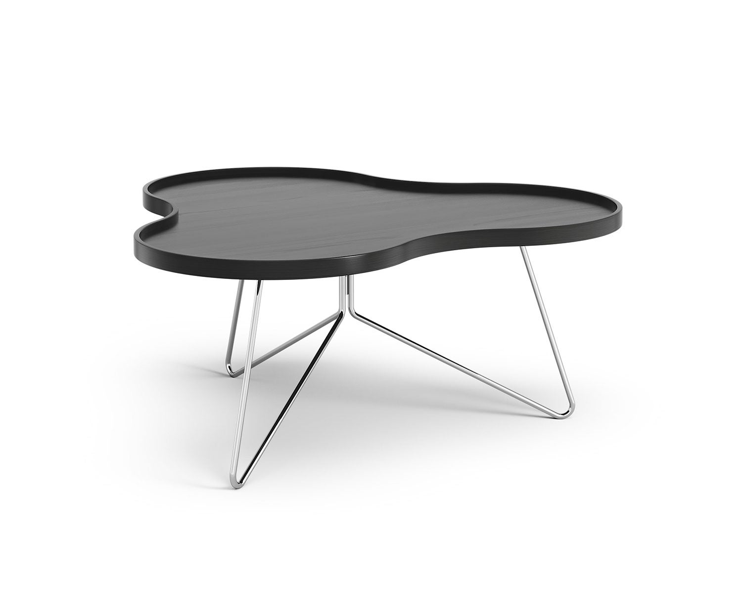Flower-Mono-Table-90x84-Black-Ash-Chrome-Metal-H39