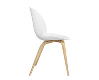 Beetle stol, träben i ek, sits i Pure White plast