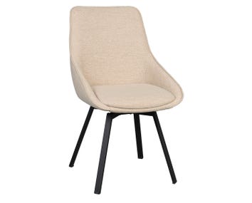 Alison stol i ljusbeige tyg, svarta metallben