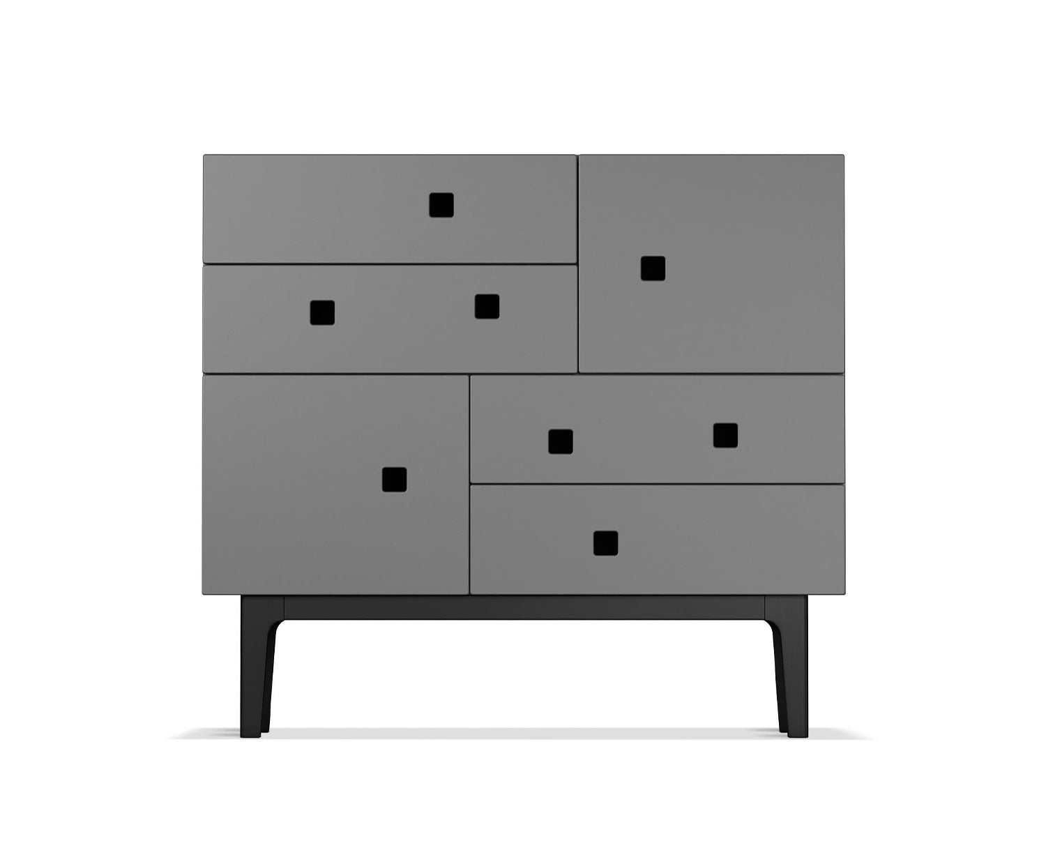 Peep B1 Byrå i färgen Grå med ben i svartlackad ek