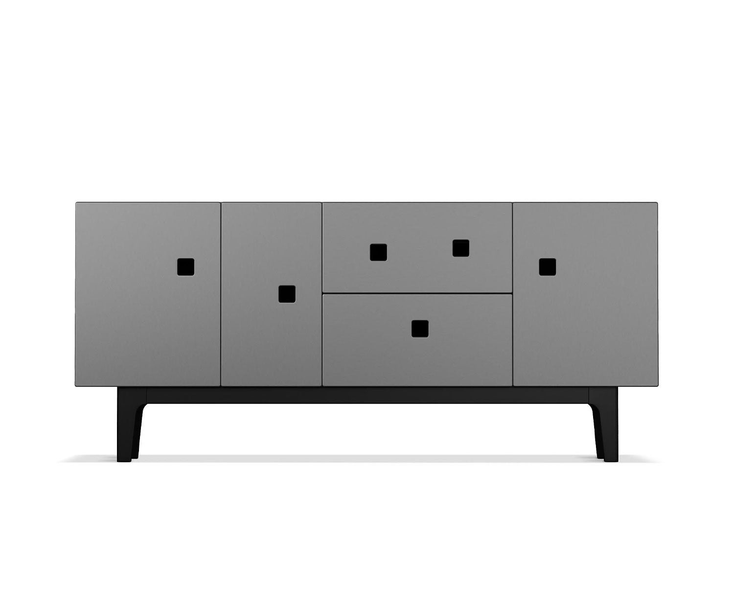 Peep M2 Mediamöbel i färgen Grå med ben i svartlackad ek