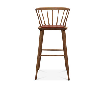 Florida Barstol i mörkpigmenterad oljad ek med sits i Tärnsjö Läder i färgen Cognac