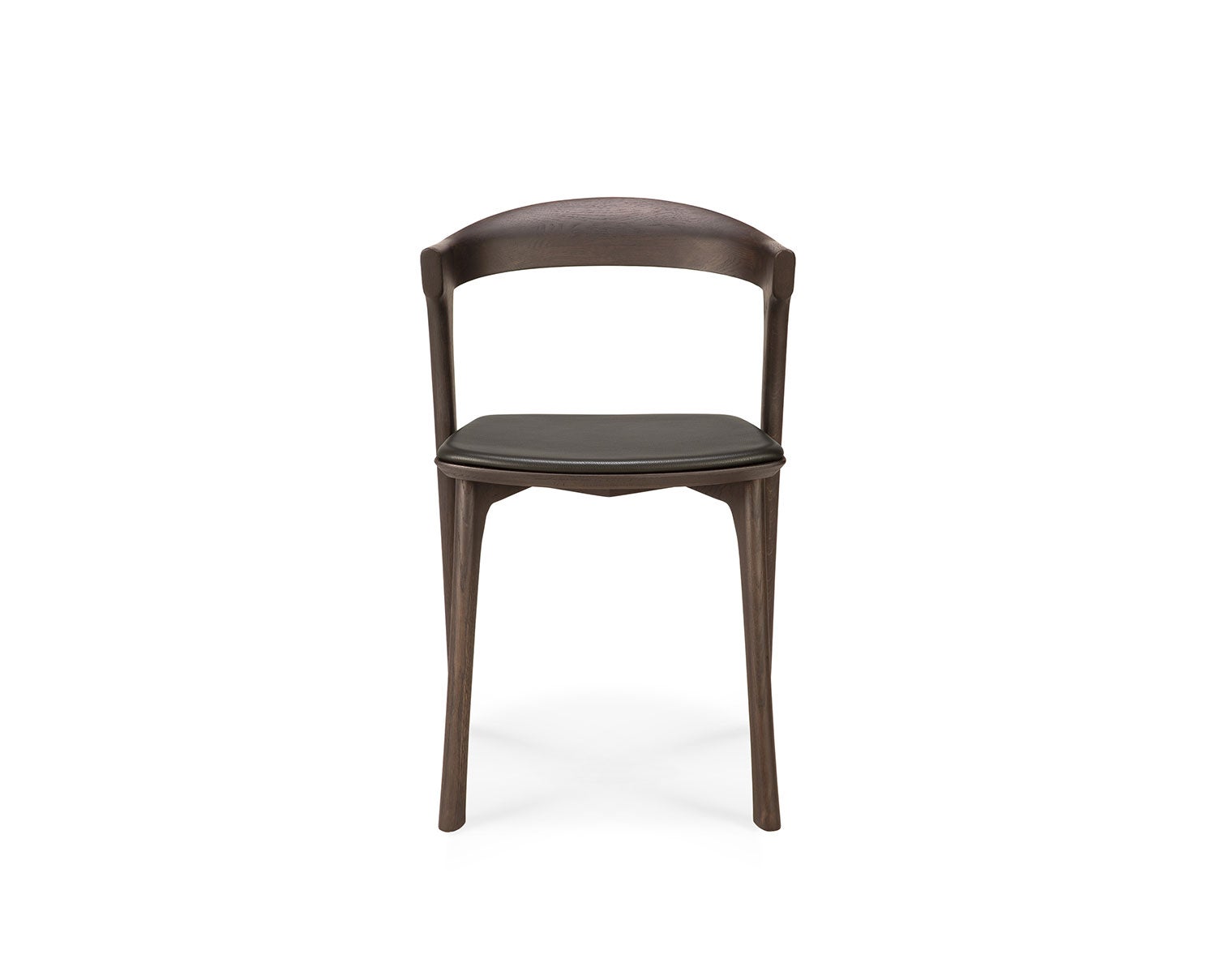 Bok Stol Brunlackad Ek med brunt läder