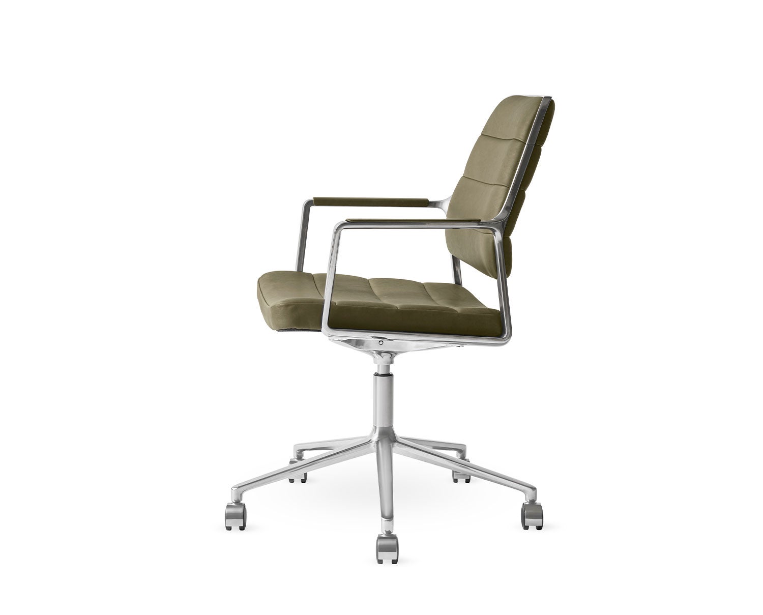 Vipp-455-Plus-Swivel-Chair-Bosco-Green-Leather-Castors-1