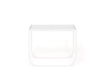 Tati Loungebord i bredd 65 i färgen Vit med skiva i lackat glas