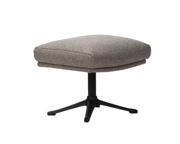 Sini Fotpall i tyget Vallo Gravel Grey med ben i svart aluminium