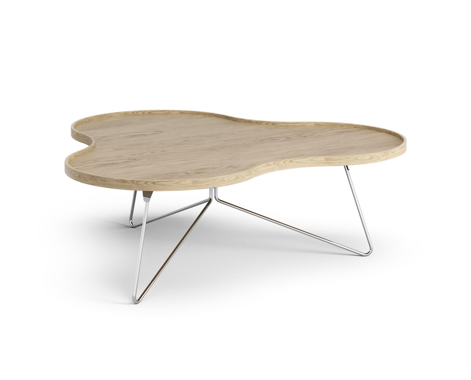 Flower-Mono-Table-114x107-Varnished-Oak-Chrome-Metal-H39