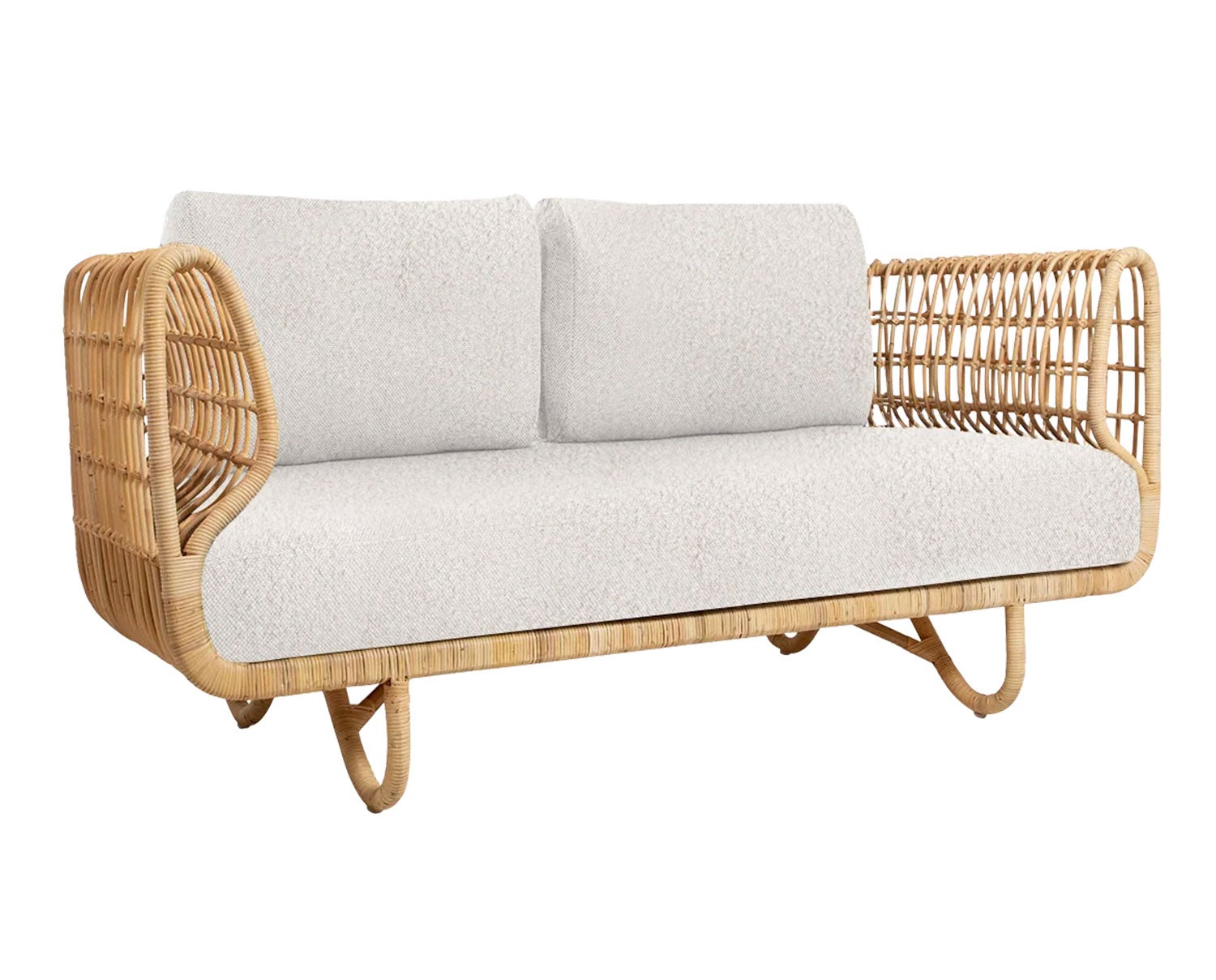 Nest 2-seater indoor sofa with white scent fabric from Cane-line