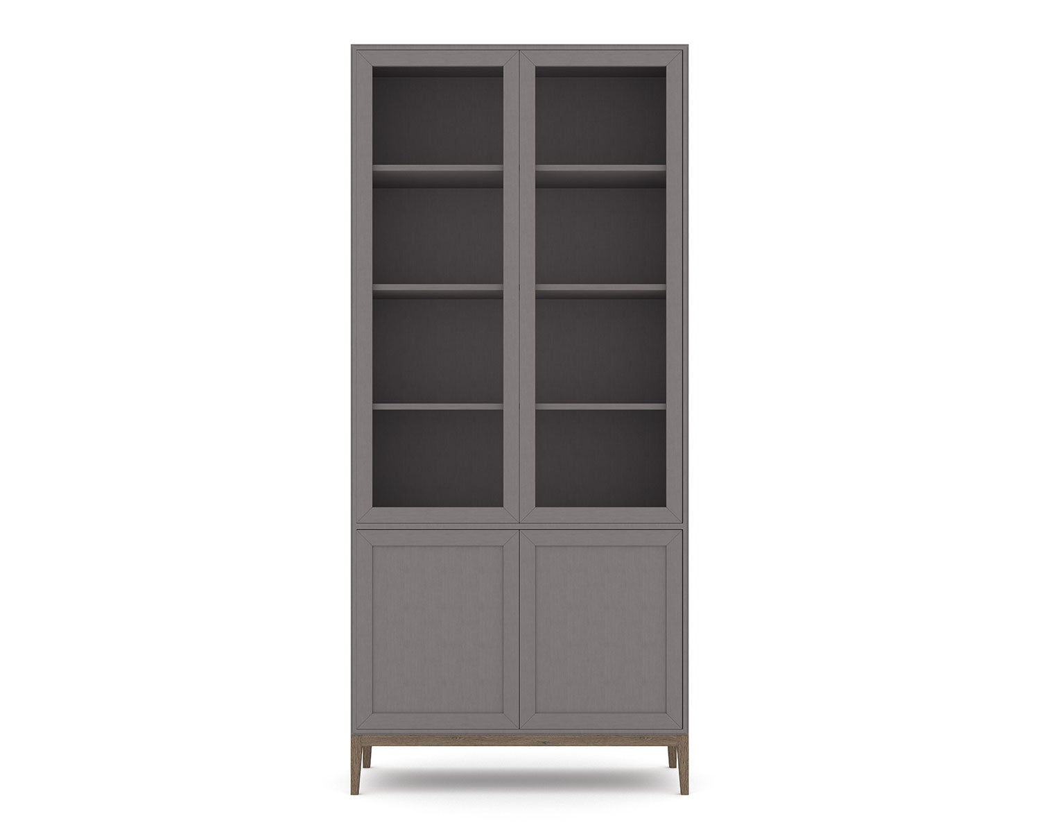 Edge 2.0 Vitrinskåp, 4 Dörrar | Grey/ Burned Walnut