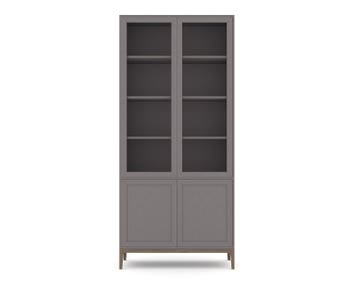 Edge 2.0 Vitrinskåp, 4 Dörrar | Grey/ Burned Walnut