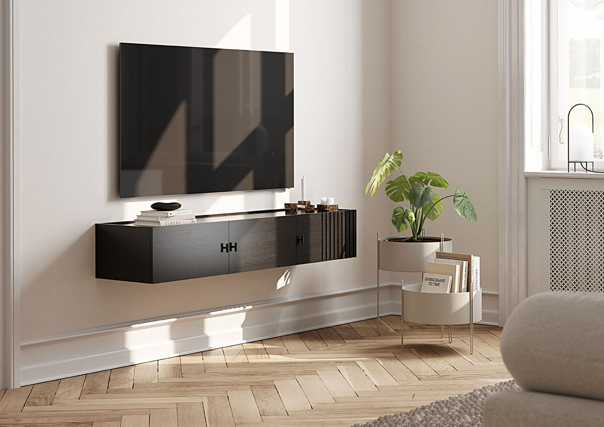Array Vägghängt Sideboard i ett vardagsrum med TV