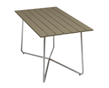 Bord B25A i ljusgrön lackad ek med varmförzinkat stativ