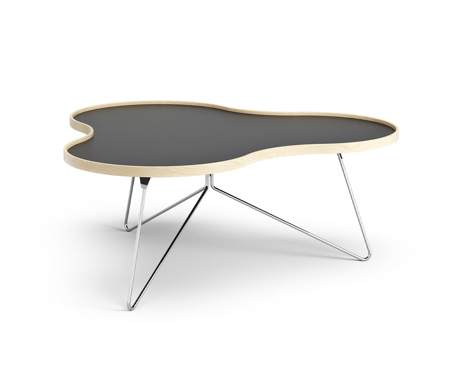 Flower-Table-114x107-Black-Laminate-Birch-Chrome-Metal-H45