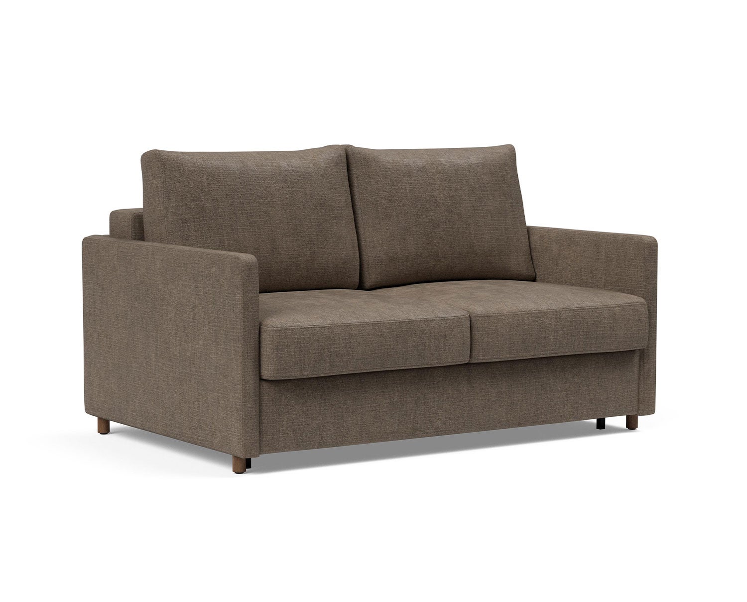 Neah Bäddsoffa 140 med Slim armstöd i tyget 411 Esina Cedar Brown