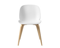 Beetle stol, träben i ek, sits i Pure White plast