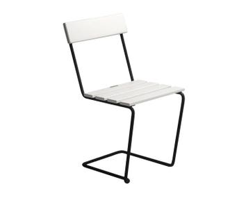 Stol 1 i vitlackad ek med svart stativ