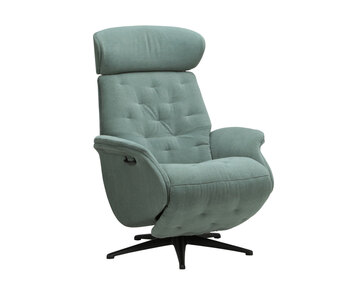 Volden Reclinerfåtölj med batteri helklädd i tyg med ben i svart aluminium