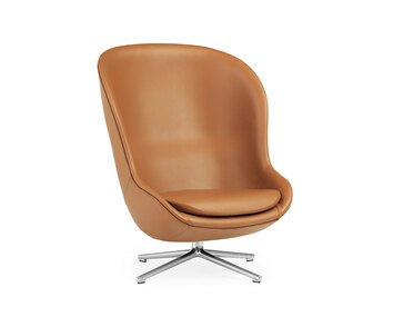 Hyg Loungefåtölj Hög med snurrfot i aluminium