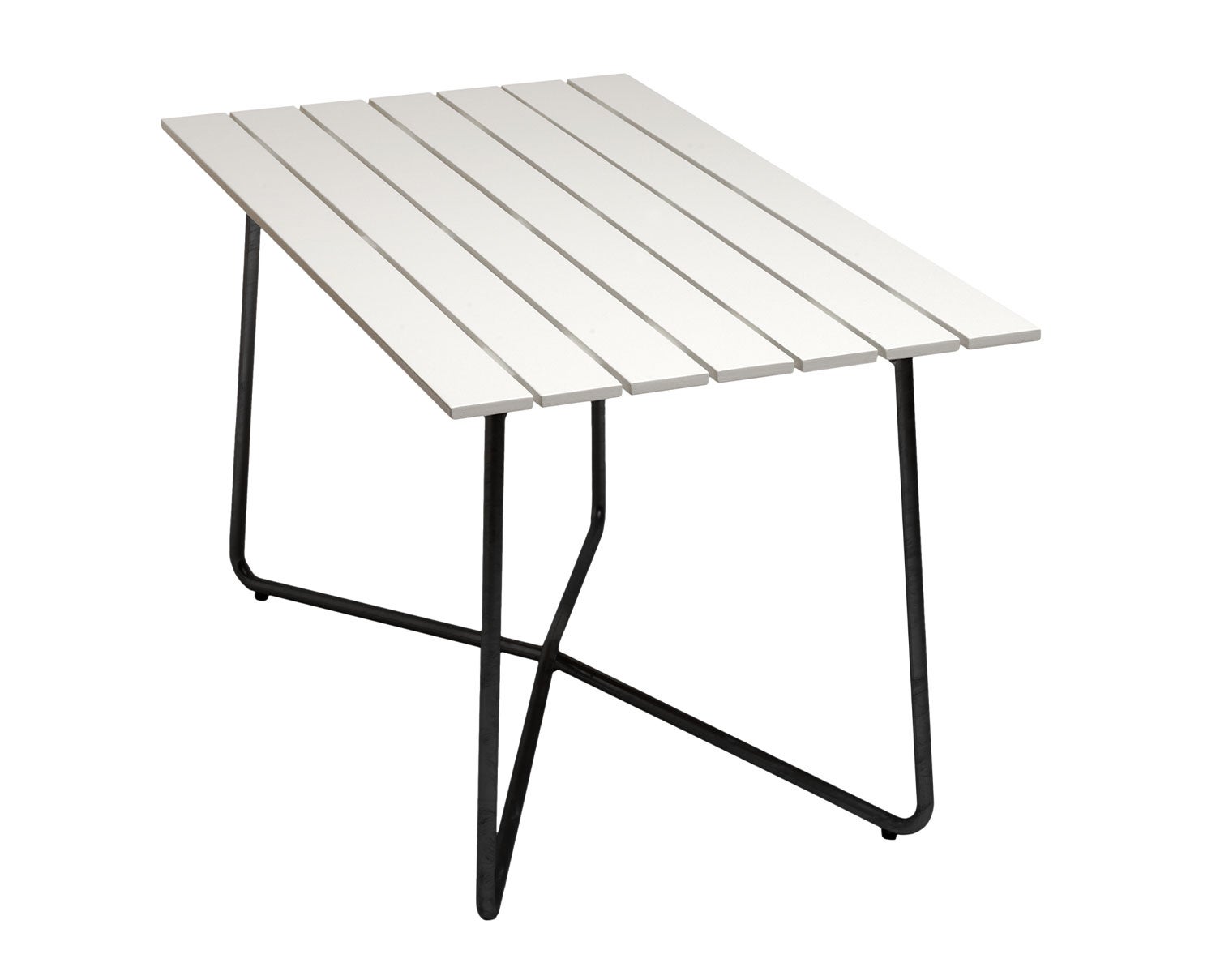 Bord B25A i vitackad ek med svart stativ