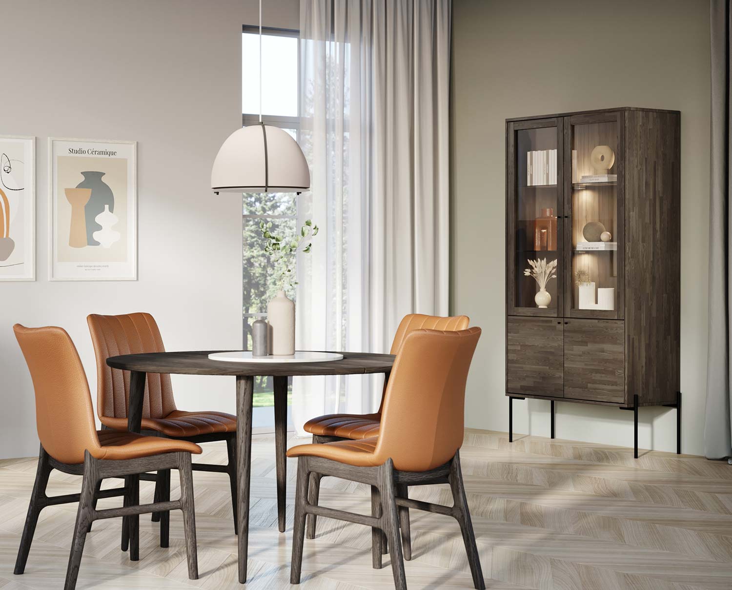 Elegance Vitrinskåp Rökt Ek