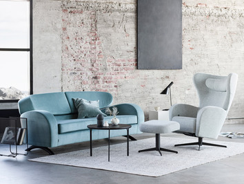 Stream Soffa i soffgrupp med fåtölj och fotpall med ett runt soffbord