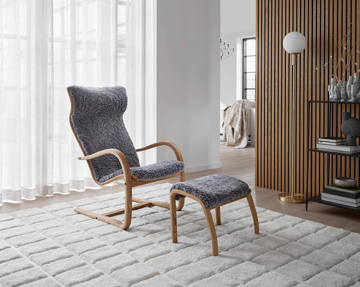 Gazell fåtölj i fårskinn