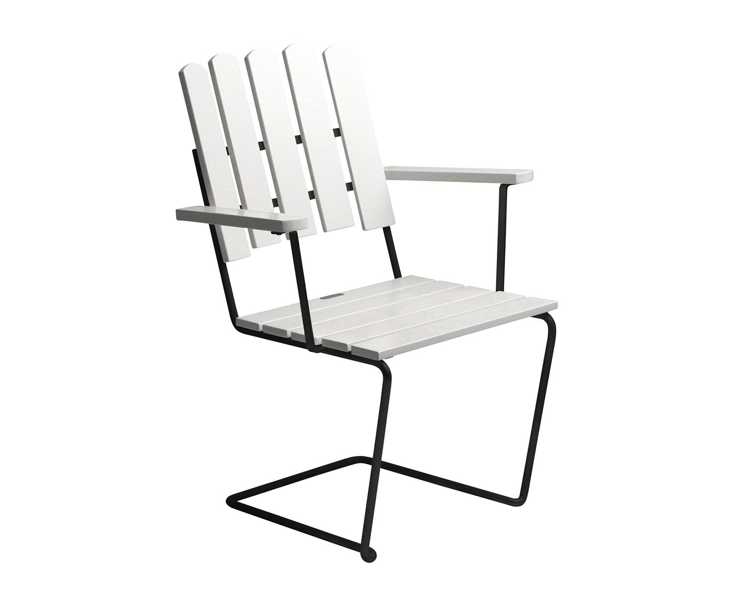 A2 Fåtölj i vitlackad ek med svart stativ