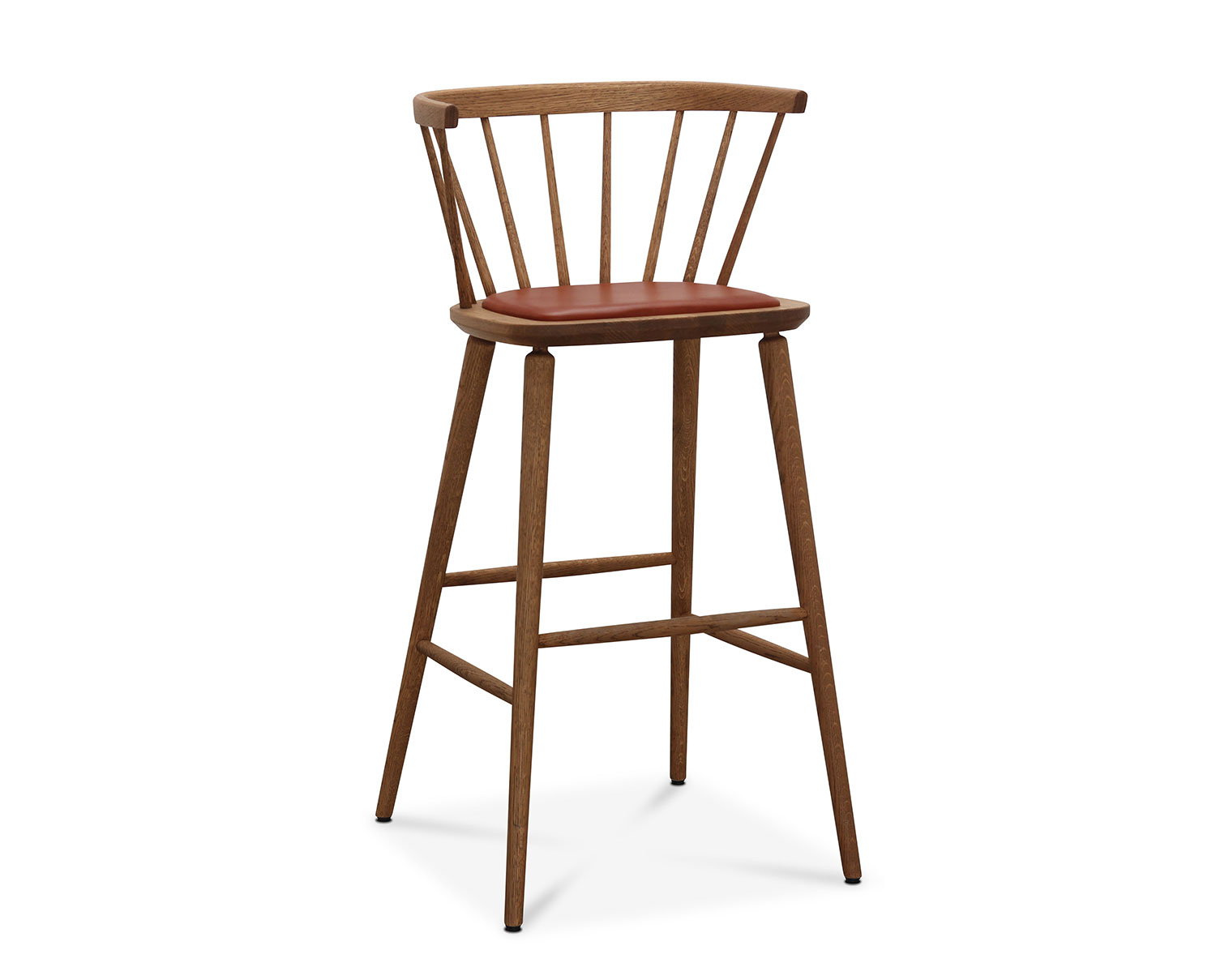 Florida Barstol i mörkpigmenterad oljad ek med sits i Tärnsjö Läder i färgen Cognac