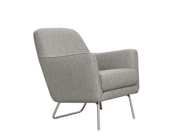 Lafayette fåtölj med låg rygg, tyg Gena Silver, ben i borsta krom | Furninova
