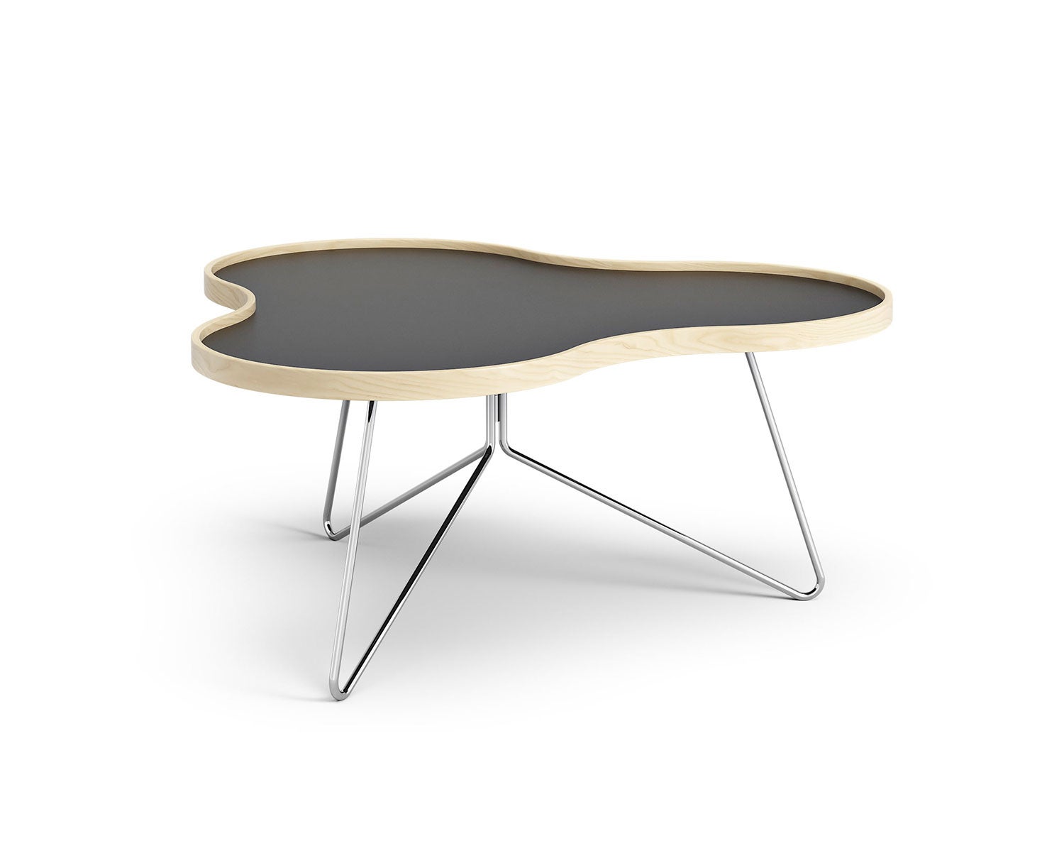 Flower-Table-90x84-Black-Laminate-Birch-Chrome-Metal-H39
