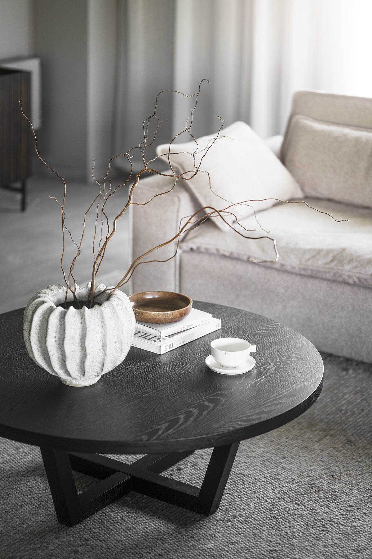 Boxford Soffbord Ø110 | Svart Ek